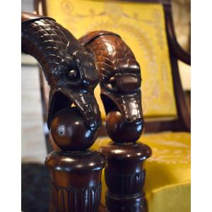 Five Empire Period Mahogany Armchairs