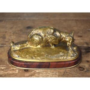 Emmanuel Frémiet (1824–1910) - Mother Cat Devouring Her Kitten - Bronze