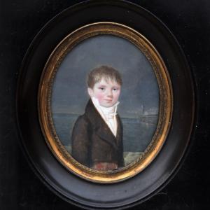 Miniature - Portrait d'un jeune garçon en redingote - Empire début XIXe
