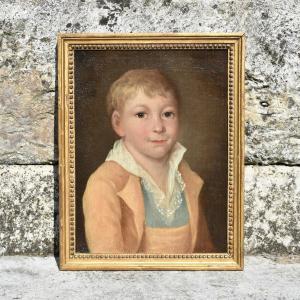 Portrait d&rsquo;un jeune gar&ccedil;on blond - &eacute;poque Directoire - Fin XVIIIe - huile sur toile 