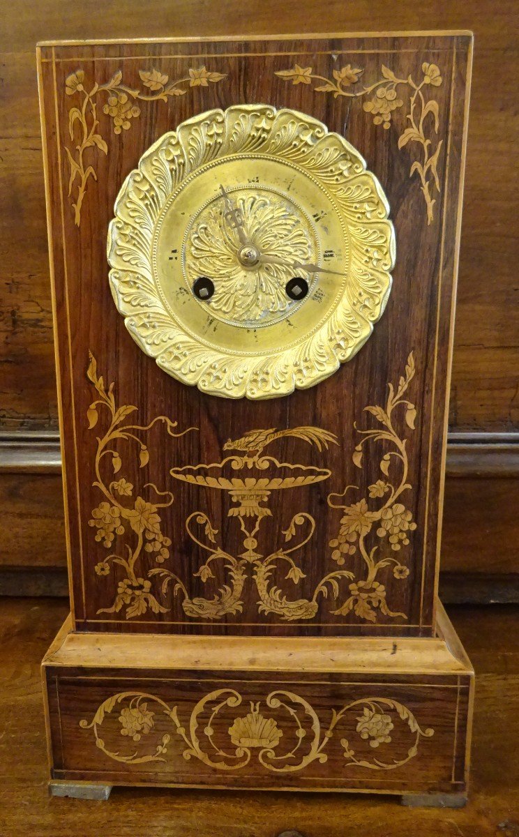 Pendule Borne d'époque Charles X En Marqueterie