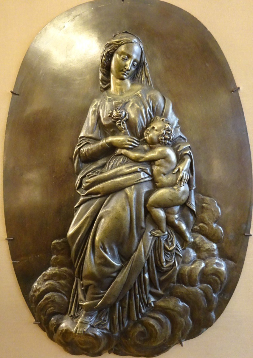 médaillon en bronze "Vierge à l'enfant" par  Renoir-photo-2