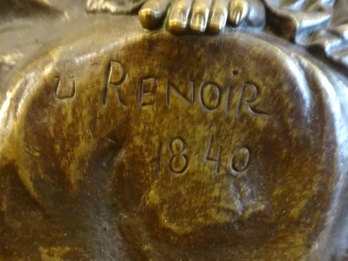 médaillon en bronze "Vierge à l'enfant" par  Renoir-photo-3