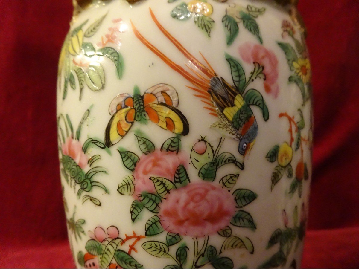 Paire De Vases Chinois En Porcelaine De Canton époque XIXème-photo-4