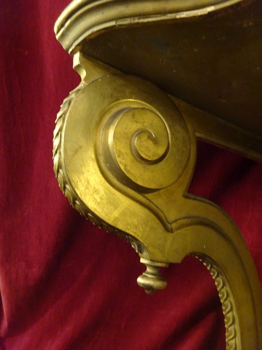 Louis XVI Style Golden Wood Corner Console-photo-2