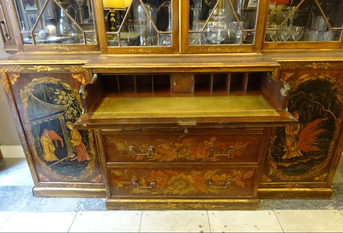 Bibliothèque Anglaise En Bois Peint Et Verni époque Victorienne-photo-1