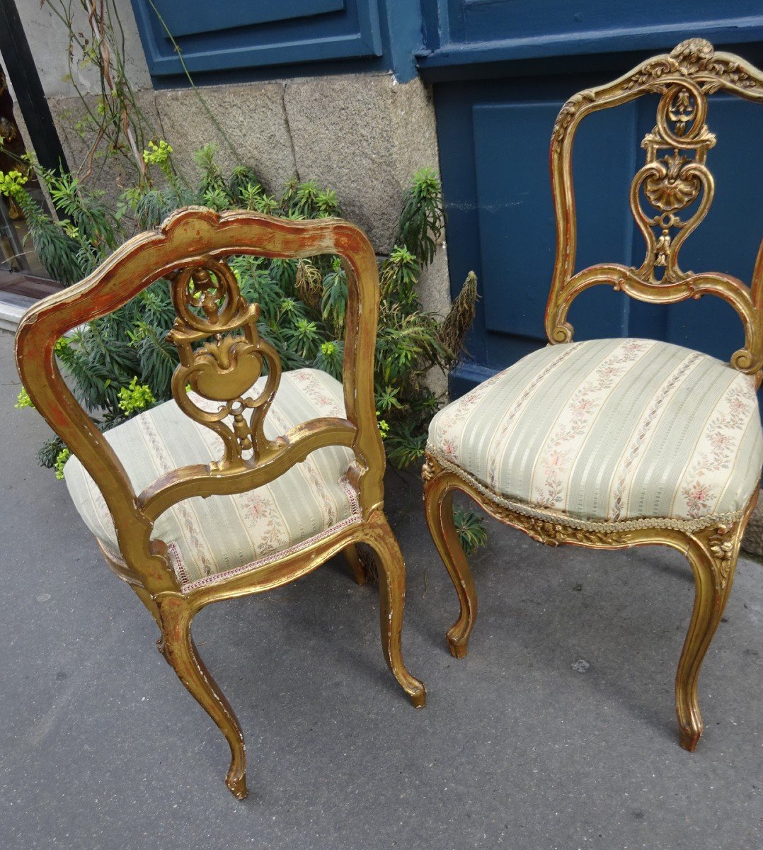 Pair Of Living Room Chairs In Golden Wood, Napoleon III Period-photo-2