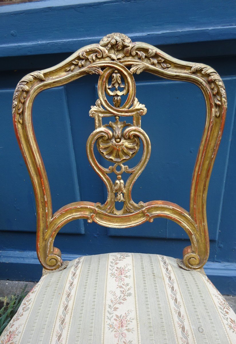 Pair Of Living Room Chairs In Golden Wood, Napoleon III Period-photo-3