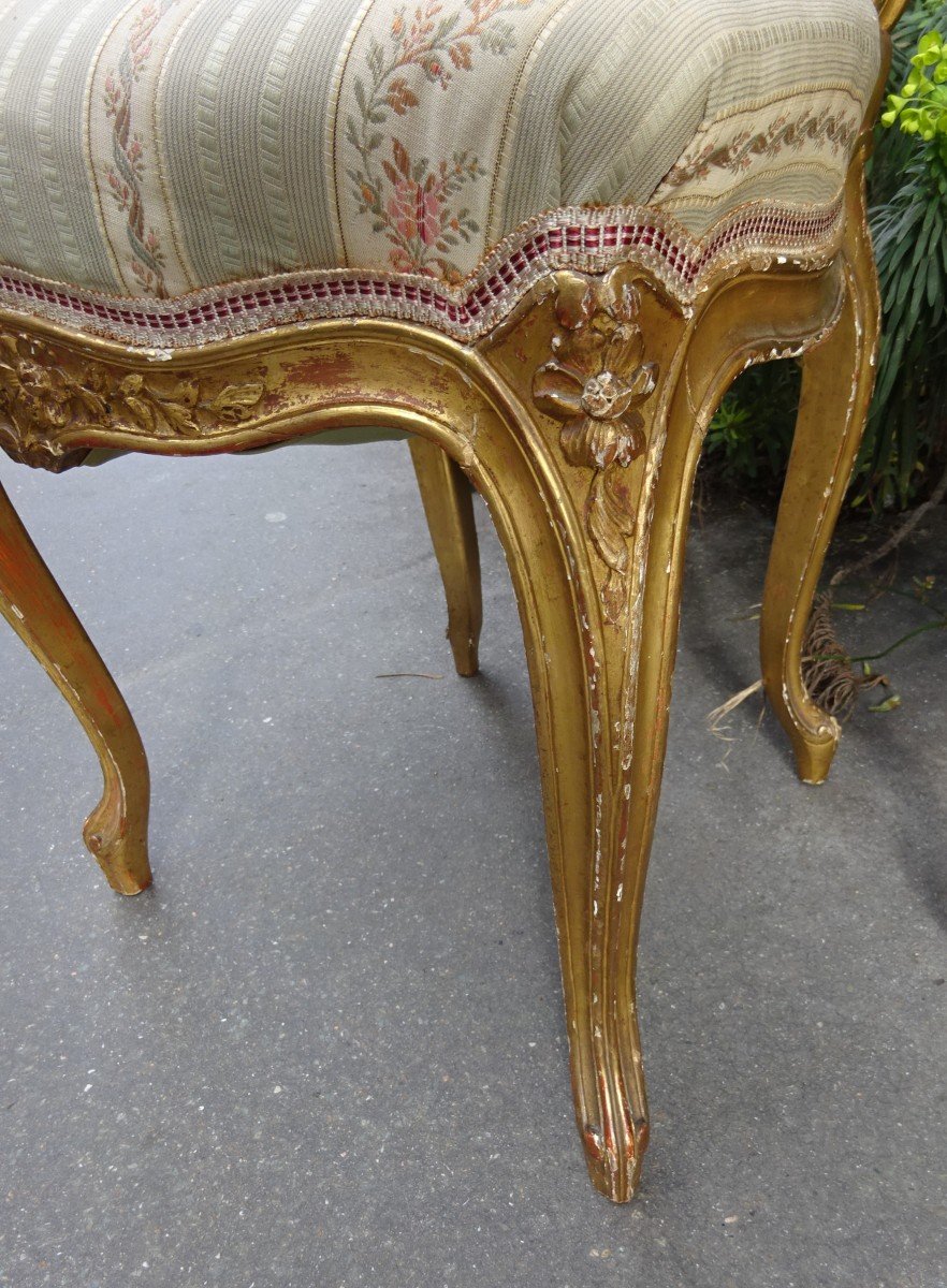 Pair Of Living Room Chairs In Golden Wood, Napoleon III Period-photo-4