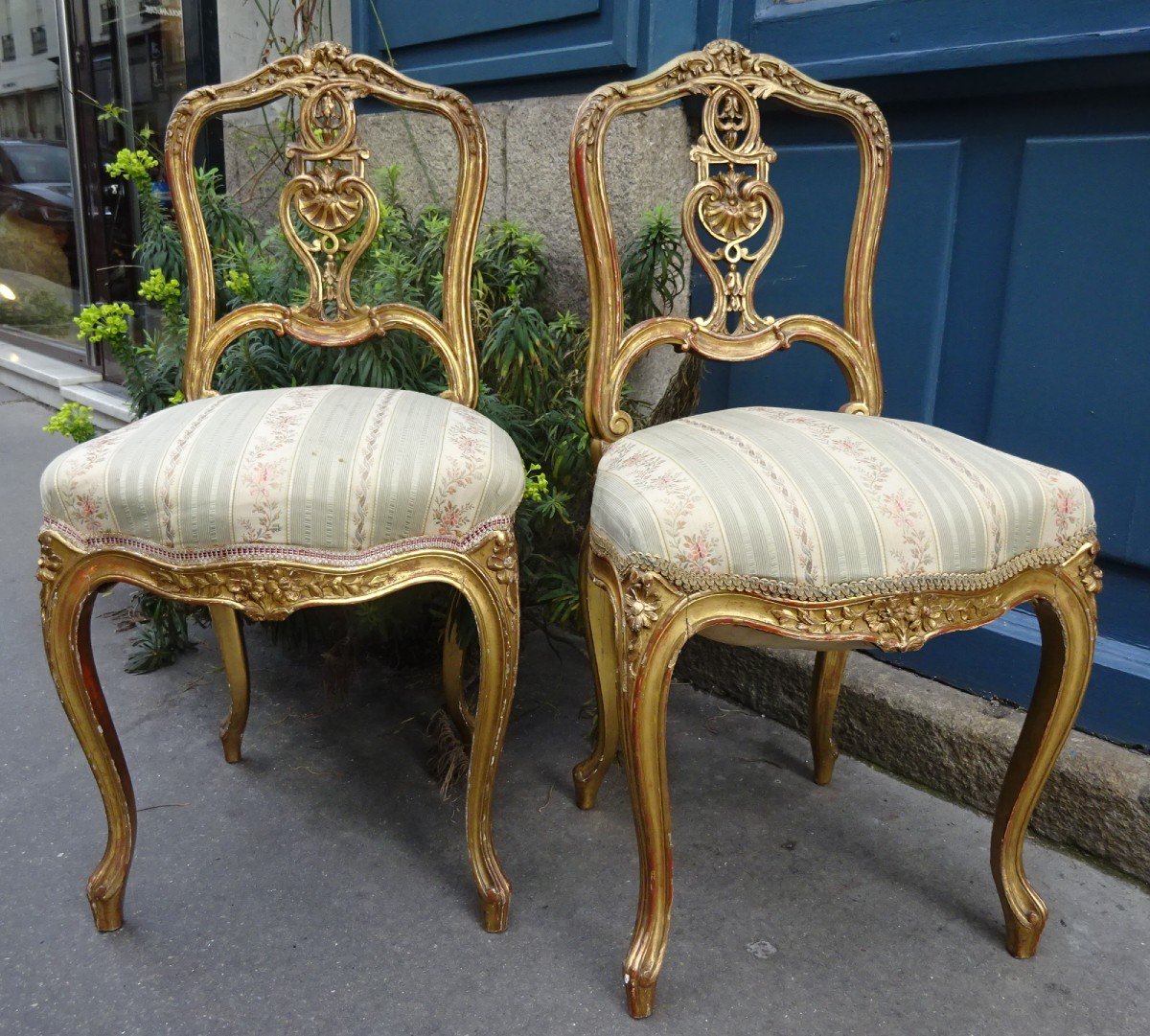 Pair Of Living Room Chairs In Golden Wood, Napoleon III Period-photo-1