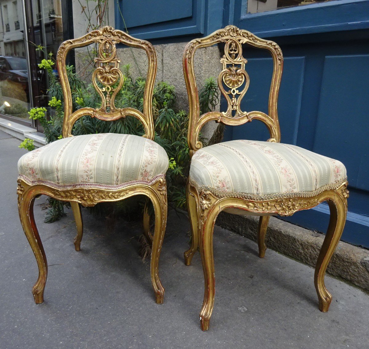 Pair Of Living Room Chairs In Golden Wood, Napoleon III Period