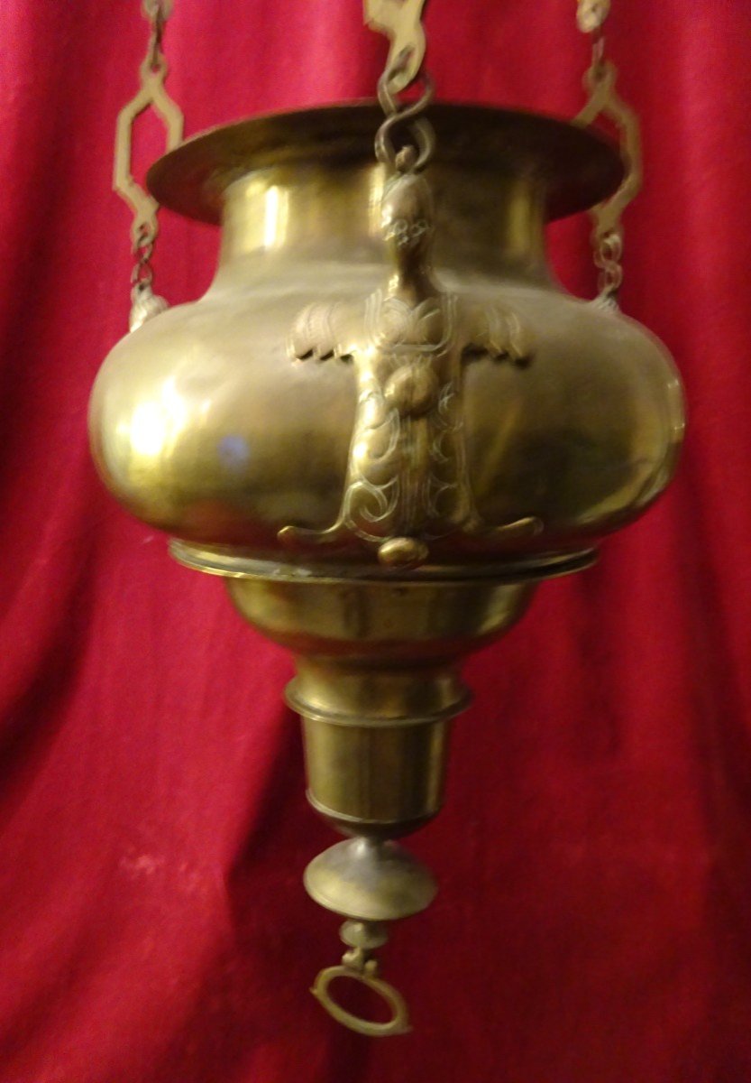 17th Century Bronze Sanctuary Lamp-photo-2