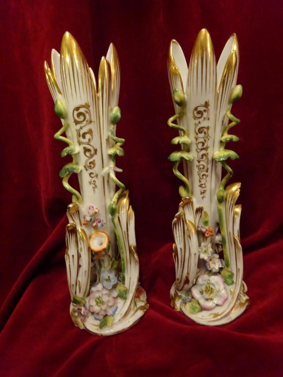 Pair Of Vases Napoleon III Porcelain Paris-photo-2