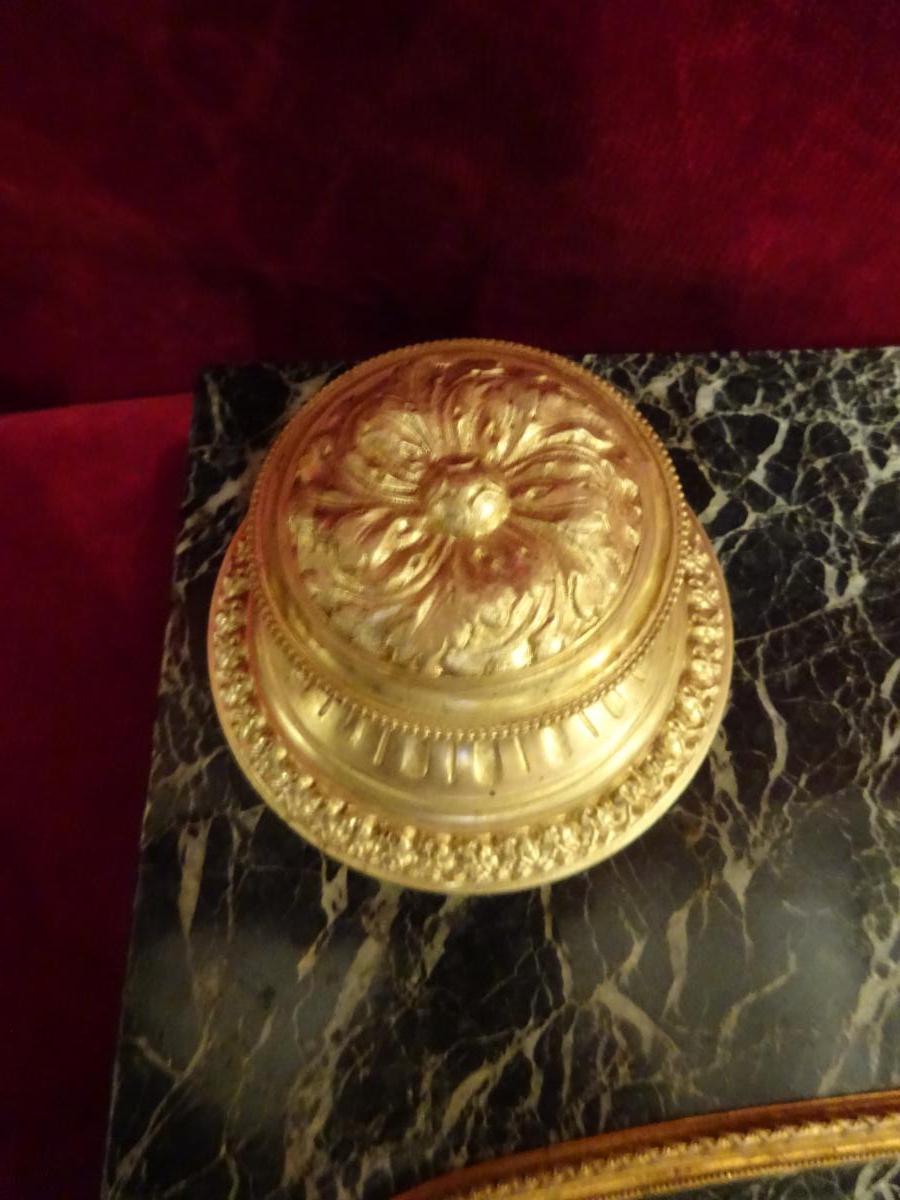 Office Inkwell Marble And Bronze-photo-4