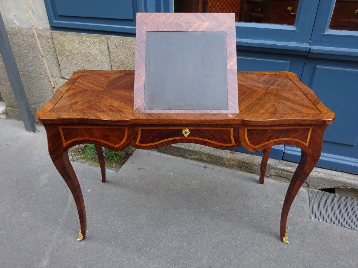 Table Liseuse En Marqueterie De Style Louis XV-photo-2