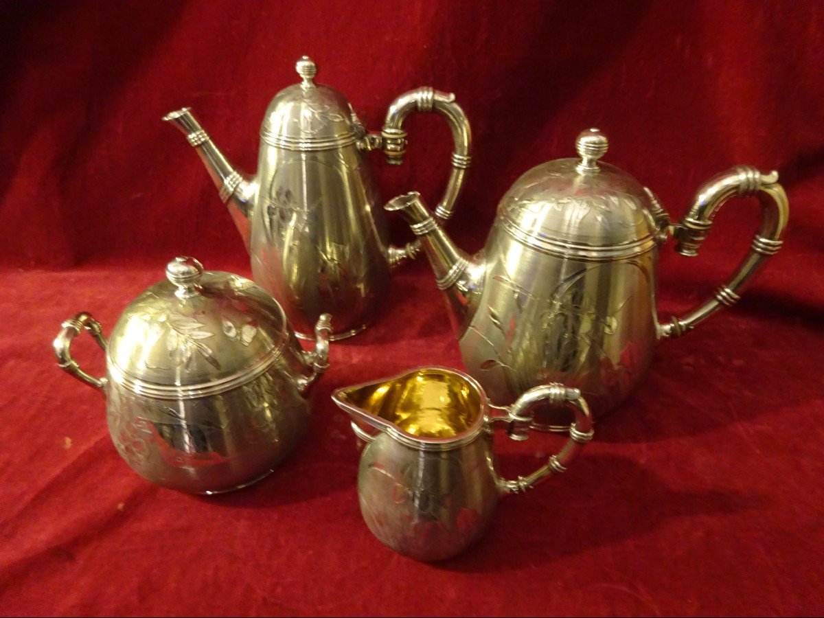 Tea And Coffee Service In Silver Metal 1900 From Maison Christofle