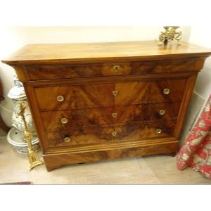 Louis-philippe Chest Of Drawers In Walnut And Burl Walnut