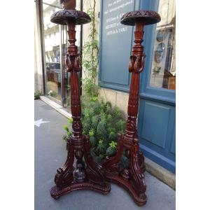 Pair Of Louis Xwvi Style Mahogany Torchiere Holders