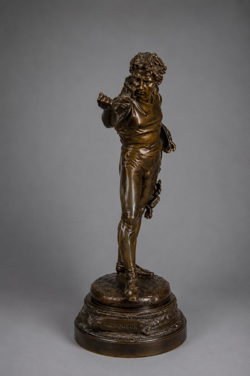 Paire de bronzes à patine brune – Auguste Louis Lalouette (1826–1883) sculpteur Français.-photo-3