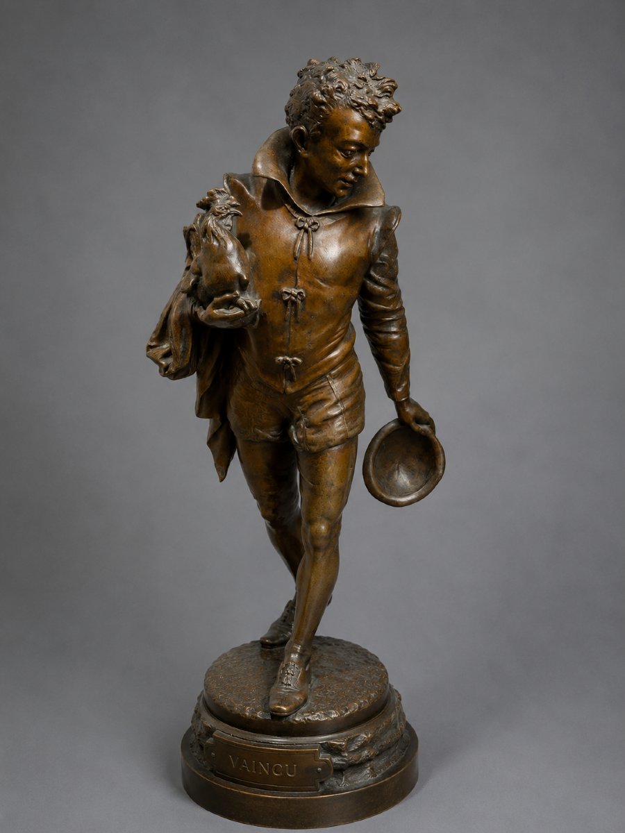 Paire de bronzes à patine brune – Auguste Louis Lalouette (1826–1883) sculpteur Français.-photo-4