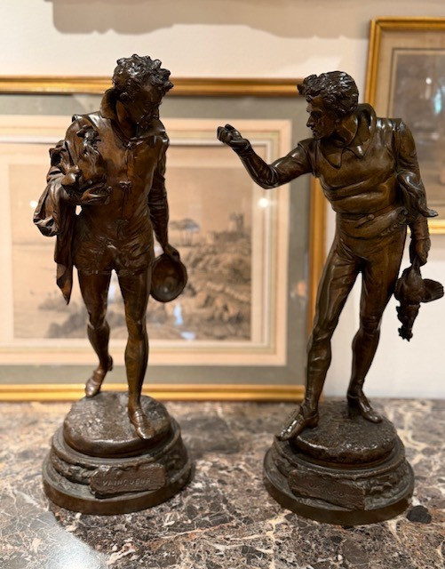 Pair Of Bronzes With Brown Patina – Auguste Louis Lalouette (1826–1883) French Sculptor.-photo-2