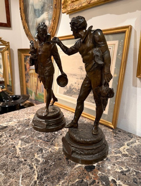 Pair Of Bronzes With Brown Patina – Auguste Louis Lalouette (1826–1883) French Sculptor.-photo-4