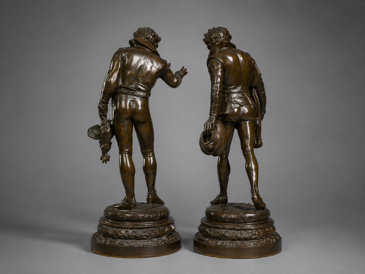 Paire de bronzes à patine brune – Auguste Louis Lalouette (1826–1883) sculpteur Français.-photo-4