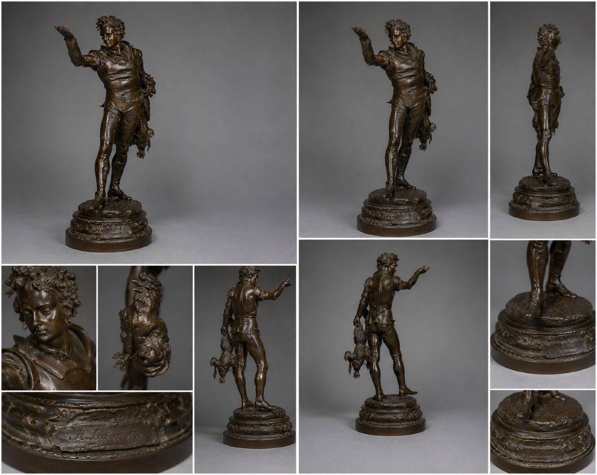 Paire de bronzes à patine brune – Auguste Louis Lalouette (1826–1883) sculpteur Français.-photo-7