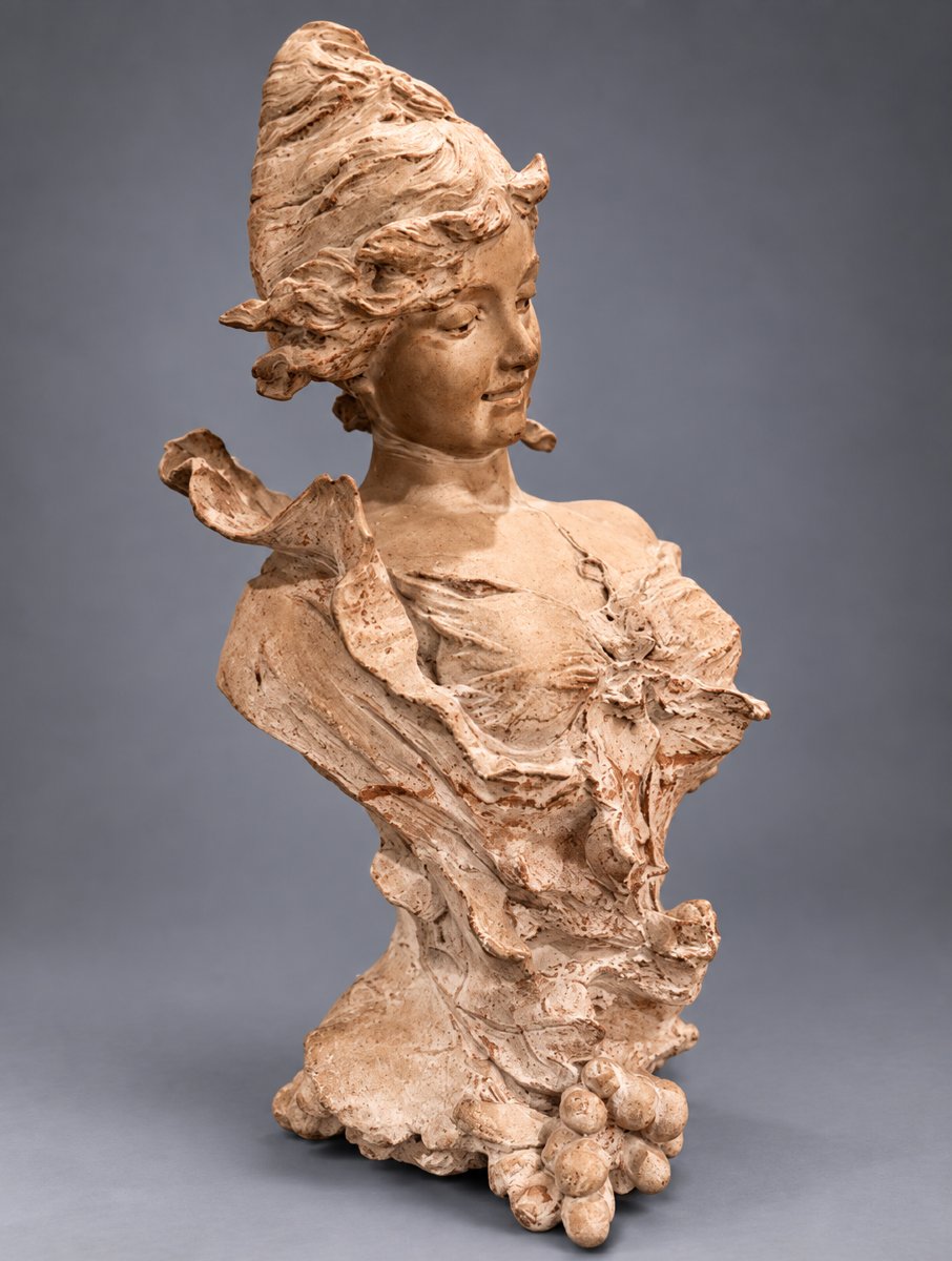 Alfred Jean Foretay (1861-1944) – « Fraises au Champagne » – Buste Art Nouveau -photo-5