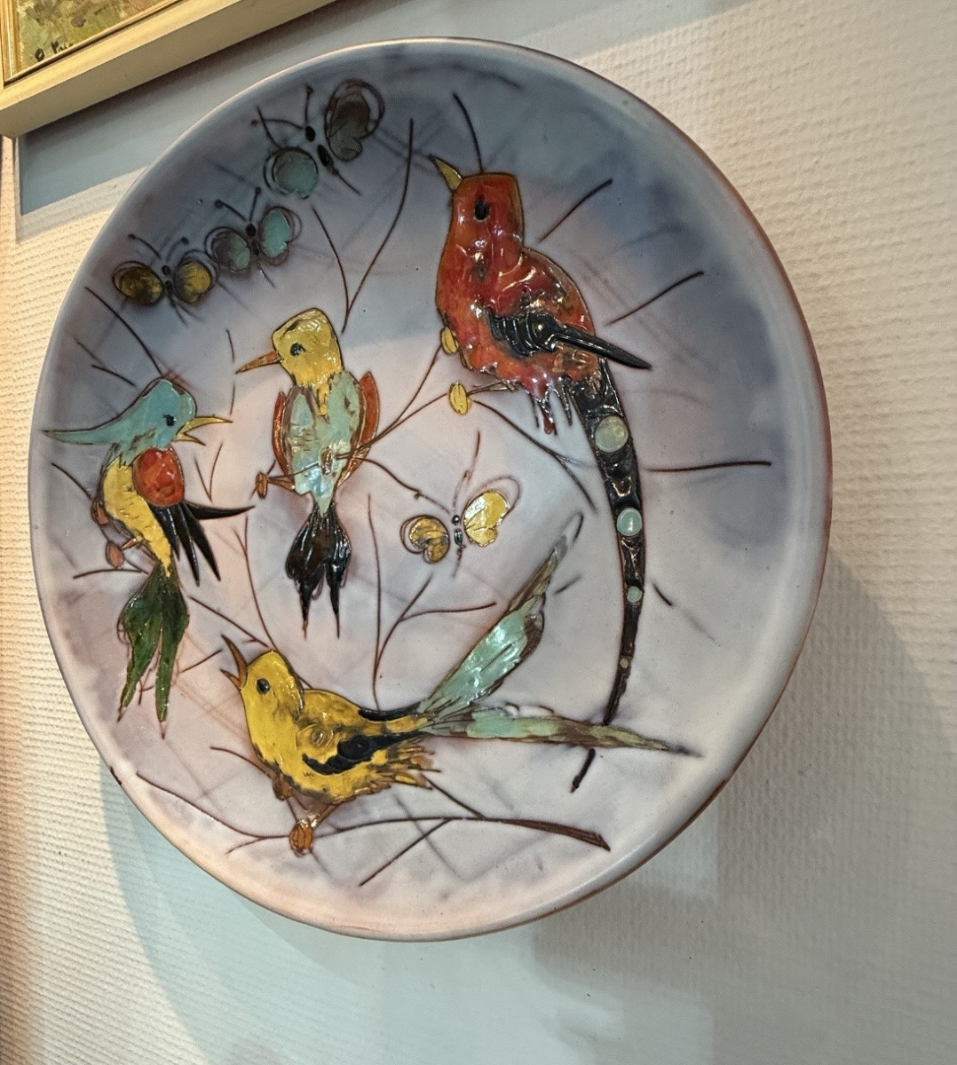 Monique Brunner Grand Plat aux Oiseaux en Céramiques -photo-2