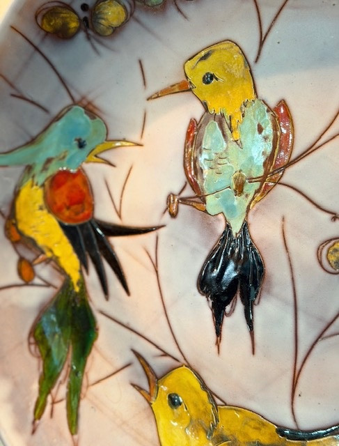 Monique Brunner Grand Plat aux Oiseaux en Céramiques -photo-4