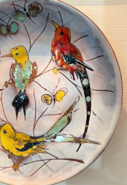 Monique Brunner Grand Plat aux Oiseaux en Céramiques -photo-6
