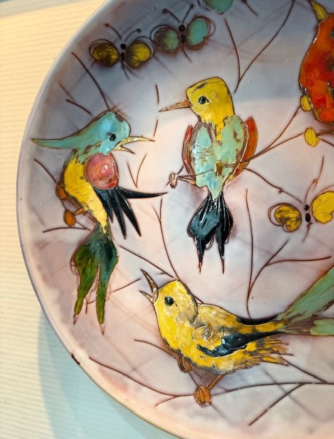 Monique Brunner Grand Plat aux Oiseaux en Céramiques -photo-7