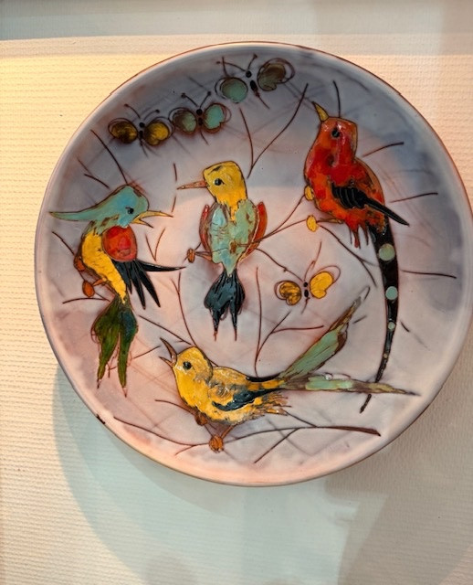 Monique Brunner Grand Plat aux Oiseaux en Céramiques -photo-8