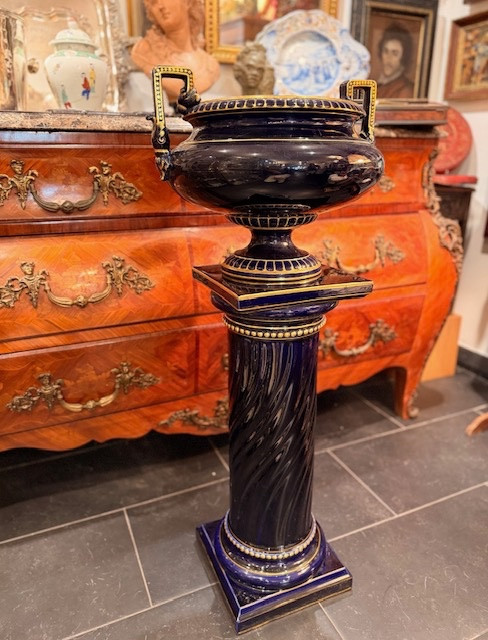 Plant Pot On A Column, Sarreguemines Faience Factory-photo-7