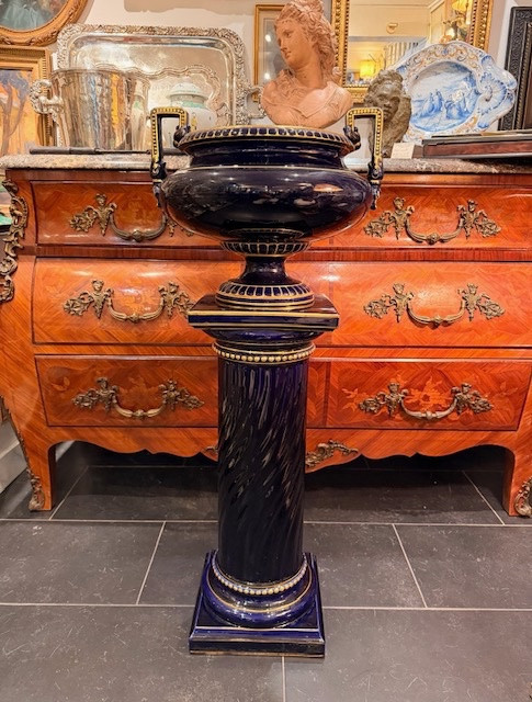 Plant Pot On A Column, Sarreguemines Faience Factory-photo-8