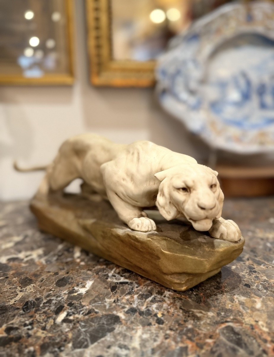 Lionne sur terre naturaliste Otto Jarl « 1856-1915 »-photo-3