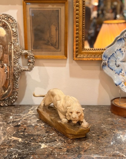 Lionne sur terre naturaliste Otto Jarl « 1856-1915 »-photo-3