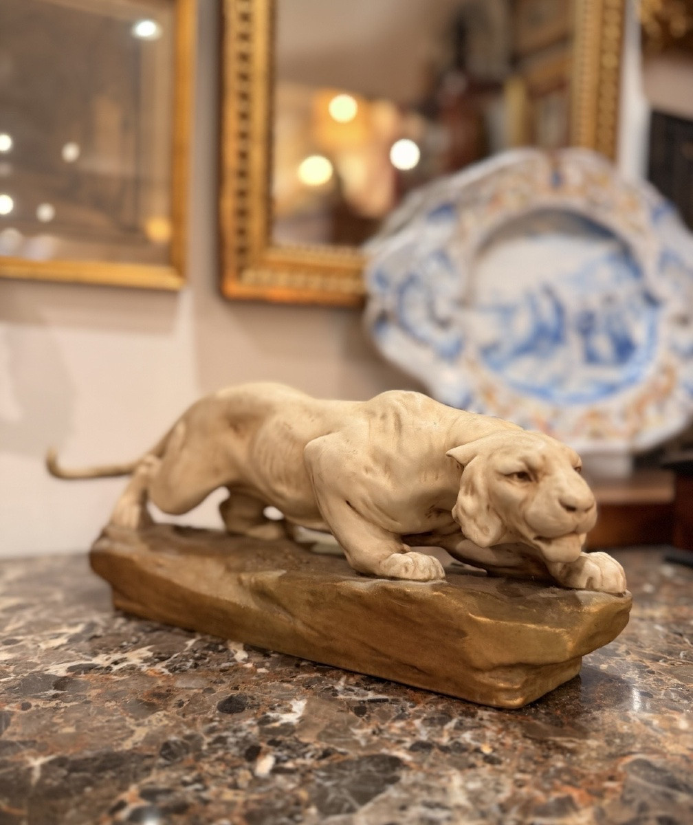 Lionne sur terre naturaliste Otto Jarl « 1856-1915 »-photo-7