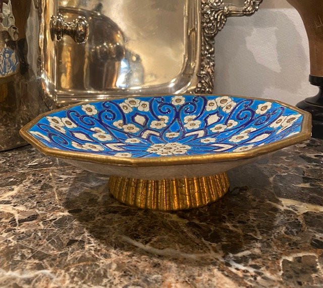 Octagonal Cloisonné Enamel Bowl – Longwy, Circa 1930-photo-3