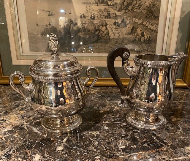 Service à thé en métal argenté – Modèle Perles – Christofle-photo-6