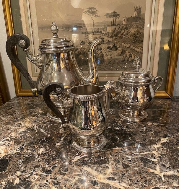 Service à thé en métal argenté – Modèle Perles – Christofle-photo-8