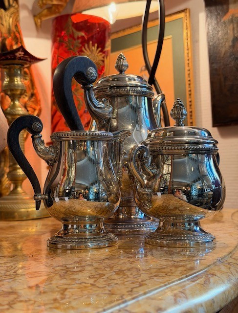 Silver-plated Metal Tea Service – Perles Pattern – Christofle-photo-6