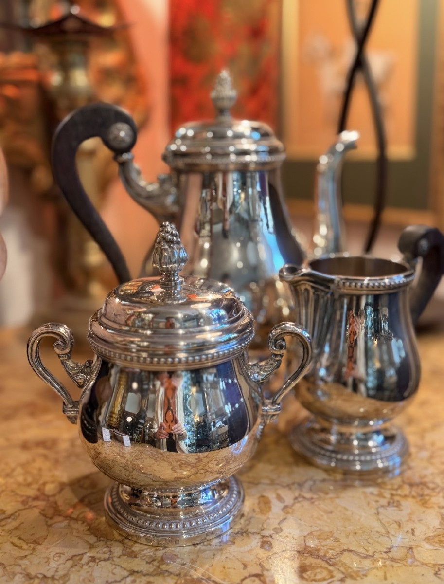 Silver-plated Metal Tea Service – Perles Pattern – Christofle