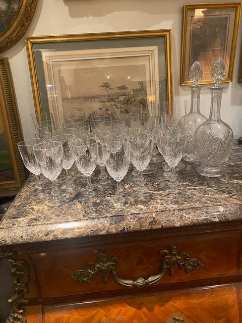Magnifique service en cristal taillé modèle Massenet de la maison Cristallerie Saint-Louis.-photo-4