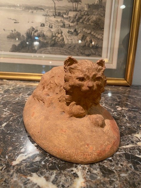 Marguerite Monnot (1903-1961) – Reclining Kitten – Terracotta – Animal Sculpture Circa 1930-photo-8