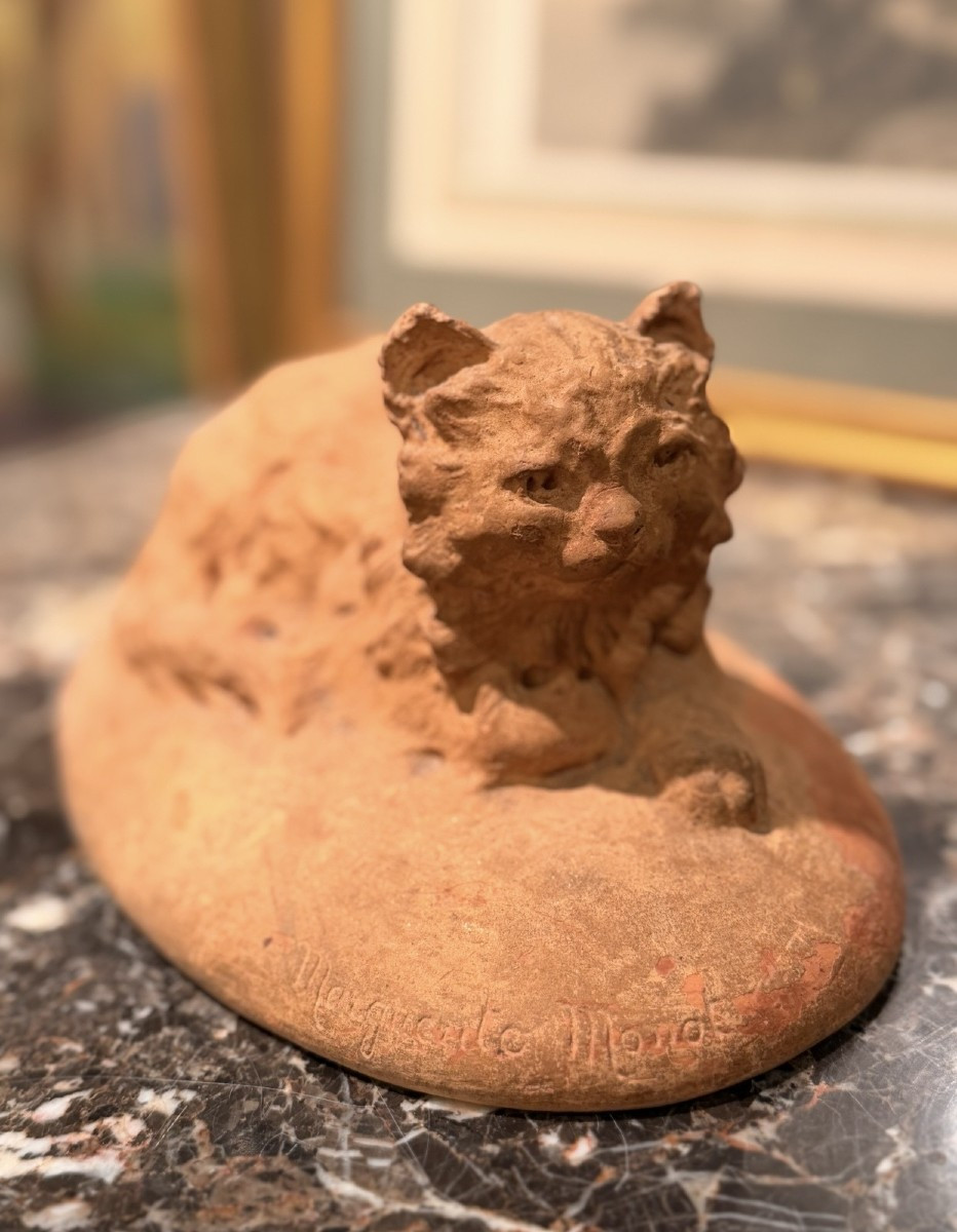 Marguerite Monnot (1903-1961) – Chaton Couché – Terre Cuite – Sculpture Animalière Vers 1930-photo-7
