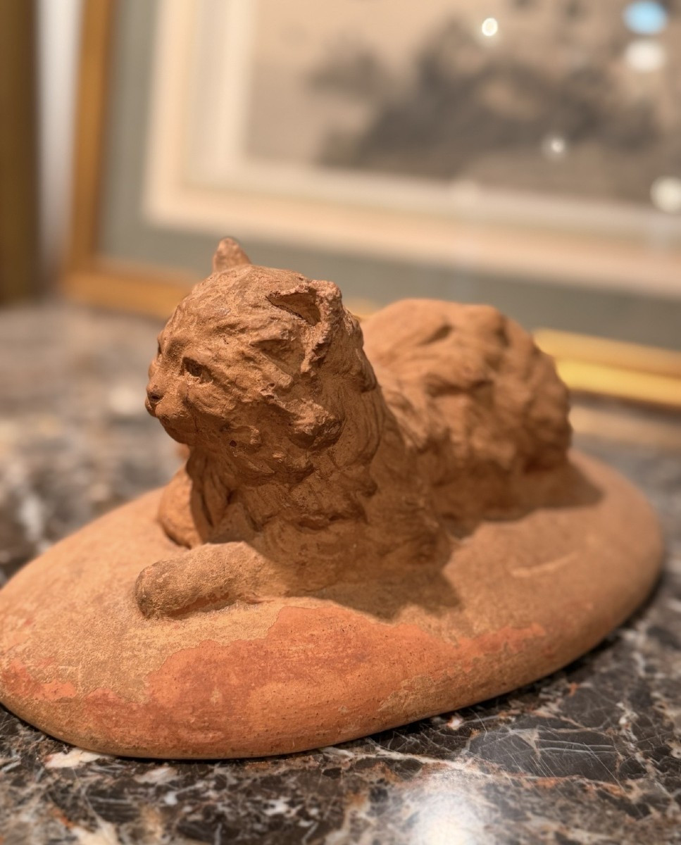 Marguerite Monnot (1903-1961) – Chaton Couché – Terre Cuite – Sculpture Animalière Vers 1930-photo-8