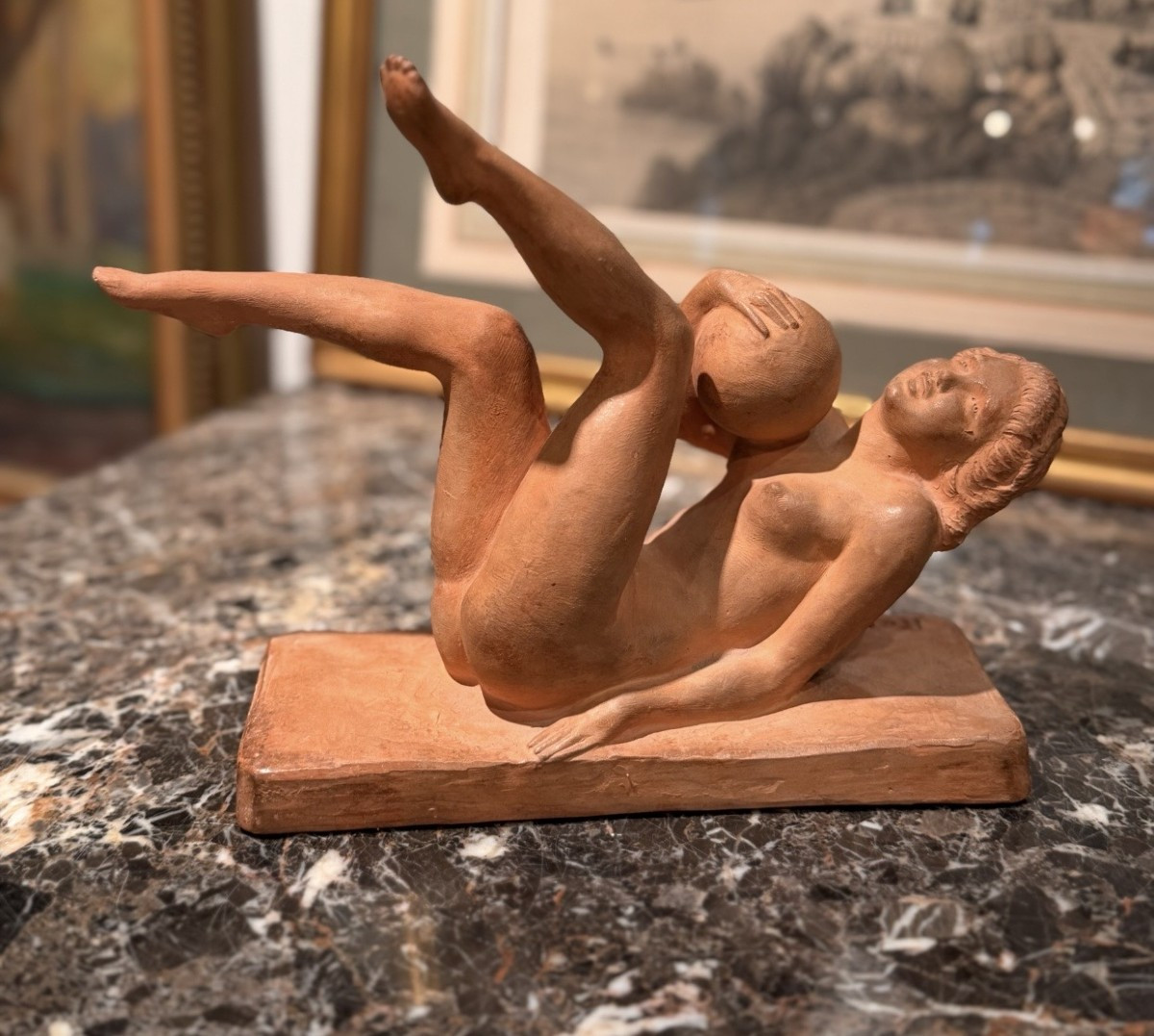  Robert Bros (1902-1968) – Woman With Balloon – Art Deco Terracotta, Circa 1930