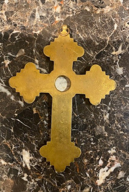 Religious Cross In Roman Micro-mosaic – Grand Tour – Italy 19th Century-photo-3